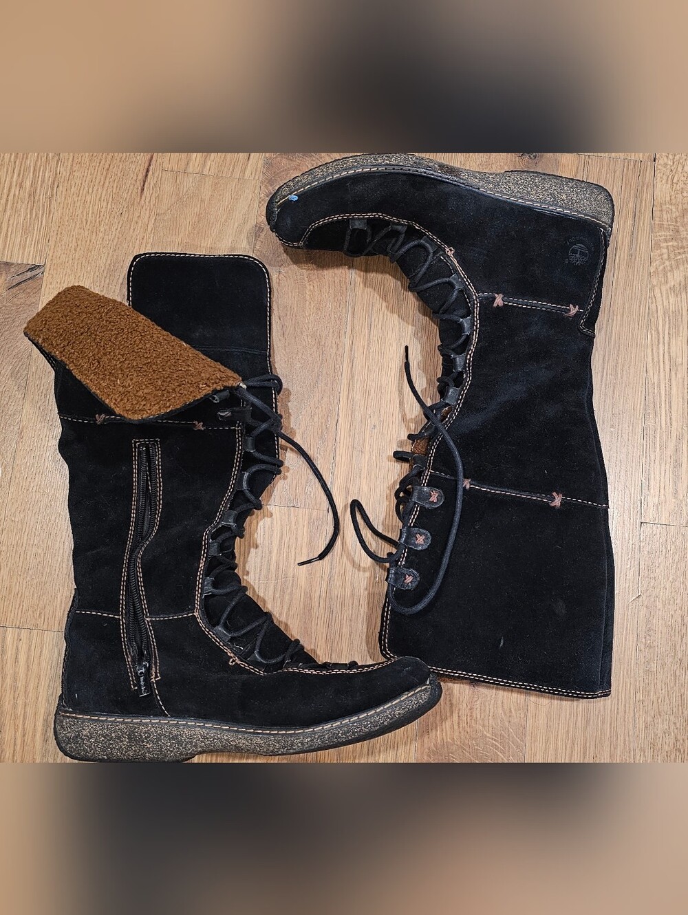 Timberland Moorland Tall Lace-Up Boots, Black Suede, Size 9